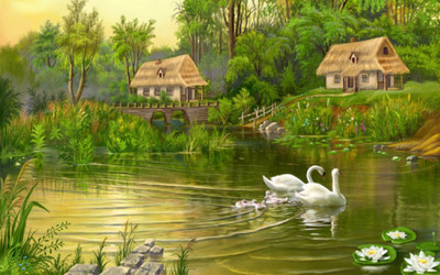 

DIGITAL PAINTING WALL HD WALLPAPER ART PAPER GREEN NATURE ON 24X36 Photographic Paper(36 inch X 24 inch, Rolled)