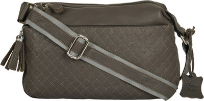 

R&L Women Casual Grey Genuine Leather Sling Bag