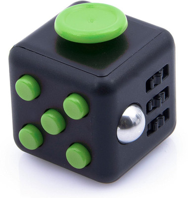 

Mayatra's Fidget Cube Fidget Dice Toy - Now available in 4 different colors! - Relieves Stress & Anxiety, Helps to Focus (Black-Green)(1 Pieces)