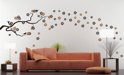 Asmi Collections 210 cm Beautiful Blossom Tree Branches and Birds Removable Sticker(Pack of 1)