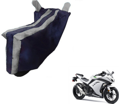 MOCKHE Two Wheeler Cover for Kawasaki(Ninja 300, Black, Silver)