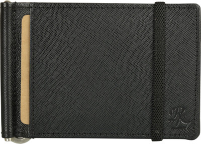 

Walletsnbags Men Casual Black Genuine Leather Money Clip(5 Card Slots)