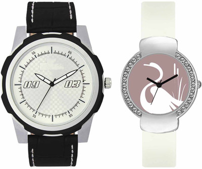 

VALENTIME VL40VT26 New Latest Stylish Designer Collection Leather Combo Couple Fancy Diamond Party Best Offer Watch - For Men & Women