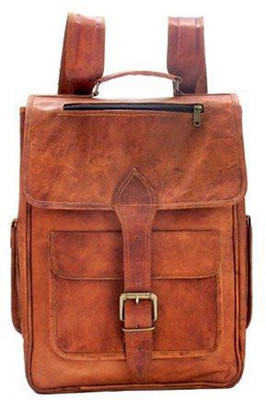 

iHandikart Handmade Leather Bag | Rucksack Backpack with Large Pockets | 15" x 11" x 4" 20 L Backpack(Tan), Brown