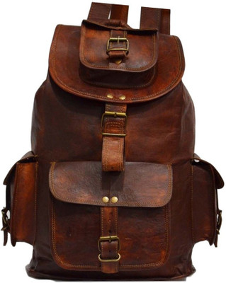 

iHandikart Handmade Leather Bag | Hand Bag | Backpack with Large Pockets | 14" x 9" x 7" 20 L Backpack(Tan), Brown
