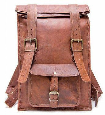 

iHandikart Handmade Leather Bag | Rucksack | Backpack with Roll Top | 22" x 13" x 4" 20 L Backpack(Brown)