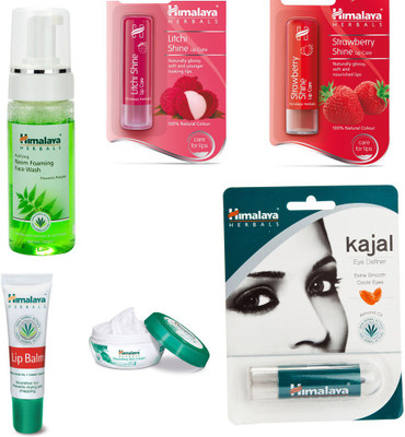 

Himalaya Kajal Eye Definer, Purifying Neem Face Wash, Nourishing Skin Cream, Lip Balm, Litchi Shine Lip Care, Strawberry Shine Lip Care(Set of)