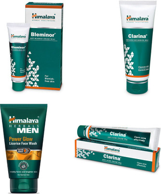 

Himalaya Clarina Anti Acne Cream, Bleminor Anti Blemish Cream, Men Power Glow Licorice Face Wash, Clarina Anti Acne Face Wash(Set of 4)