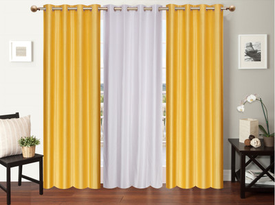 

Furnishing Zone 213 cm (7 ft) Polyester Door Curtain (Pack Of 3)(Plain, Yellow, White), White;yellow