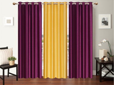 

Furnishing Zone 274 cm (9 ft) Polyester Long Door Curtain (Pack Of 3)(Plain, Purple, Yellow)