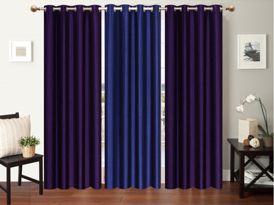 

Furnishing Zone 274 cm (9 ft) Polyester Long Door Curtain (Pack Of 3)(Plain, Purple, Blue), Blue;purple