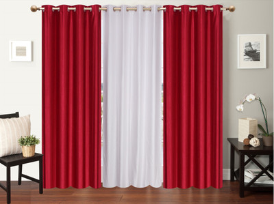 

Furnishing Zone 152 cm (5 ft) Polyester Window Curtain (Pack Of 3)(Plain, Maroon, White)