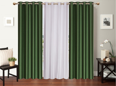 

Furnishing Zone 152 cm (5 ft) Polyester Window Curtain (Pack Of 3)(Plain, Green, White)