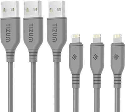 

TIZUM 8 Pin Lightning to USB Premium Power Grid Cable (4 ft / 1.2 mtr) Quick Charging & Data Sync Cable - Pack of 3 Lightning Cable(Grey)