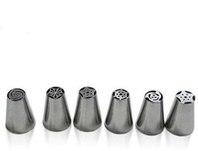 

Kosh Fancy Floral Design Piping Nozzles for decorating cakes, pastries, muffins, sugar craft (Set Of 6) 25 STEEL Kitchen Tool Set(STEEL)