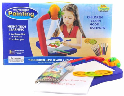 

MagicTail Children Kids Projector Painting Drawing Activity Kit Toy Set - Projector + 3 Slides with 21 Patterns + 12 Color Pens + Painting Art Paper Book(Multicolor)