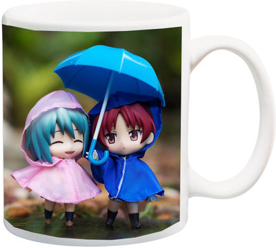 

Stylotrendz Cutest Couple Boy Holding Umbrella for his Girl Ceramic Mug(325 ml), Multicolor
