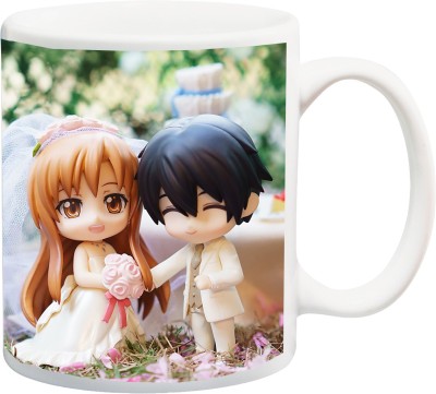 

Stylotrendz Cute Wedding Couple Perfect Gift for Newly Wed Husband/Wife/Couple Ceramic Mug(325 ml), Multicolor