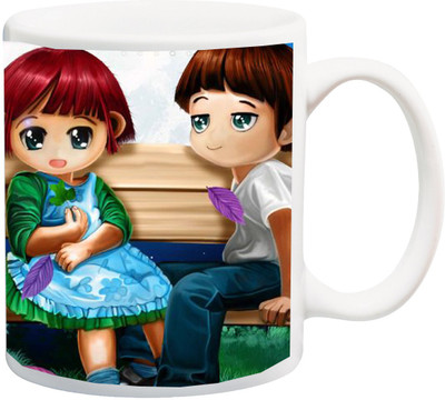 

Stylotrendz Boy and Girl Sitting in Night Stars Gift for Couples Ceramic Mug(325 ml), Multicolor