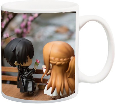 

Stylotrendz Cute Couple Boy Proposing with Flower Ceramic Mug(325 ml), Multicolor