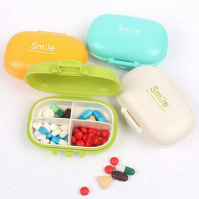 

NK-STORE 4 4 Compartments Plastic Mini Smile Medicine Pills /Vitamins Organizer Box Pill Box(Multicolor)