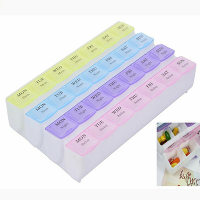 

NK-STORE 7 Days 7 Day 4 Times Mini Pill Box Medicine Container Weekly Medicine Box Pill Box(Multicolor)