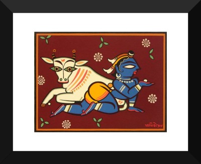 

Indian Painting - Jamini Roy - Krishna The Cowherd - Framed Poster Paper Print(12 inch X 17 inch)