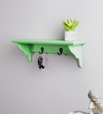 

La Stella Green Floating Shelf with hooks Wooden, MDF Wall Shelf(Number of Shelves - 1, Green)