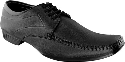 

POZZO Black Faux Leather Formal Shoes Lace Up For Men(Black