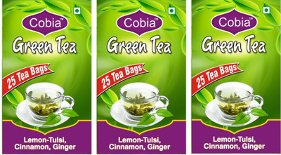 

Cobia Green Tea Pack of 3 Tulsi, Cinnamon, Ginger Green Tea Bags(25 Bags, Box)