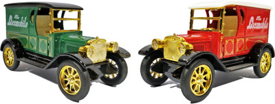 

Jack Royal Combo of 2 Metal die cast Antique cars(Red, Green), Green;red