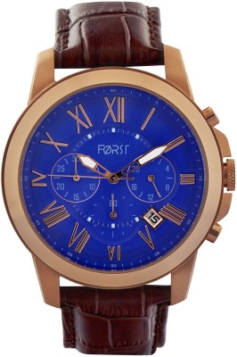 Forst L089-2 Forst Blue & Rose Gold-Toned Leather Strap Chronograph Watch for Men Analog Watch  - For Men   Watches  (Forst)