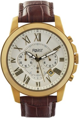 Forst 6601 Forst White & Gold-Toned Leather Strap Chronograph Watch for Men Analog Watch  - For Men   Watches  (Forst)
