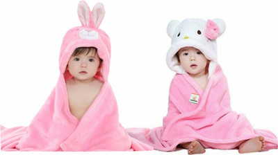 

BRANDONN Pink, White  Size Bath Robe(2 Bath Robes, For: Baby Boys & Baby Girls, Pink, White
