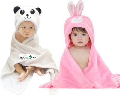 

BRANDONN Animal  Hooded Baby Blanket(Polyester, Pink, White