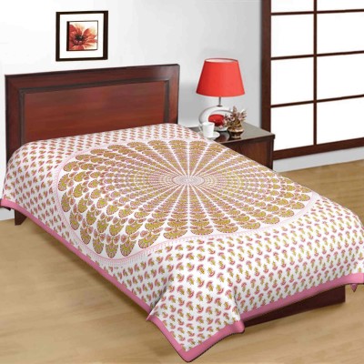 Gangaur Fashion 240 TC Cotton Single Abstract Flat Bedsheet(Pack of 1, Pink)