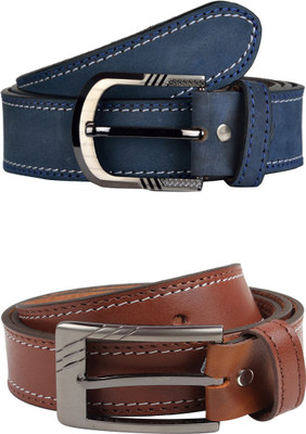 

Exotique Men Casual Multicolor Genuine Leather Belt, Blue;tan