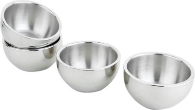

Sayee Round stainless steel Katori/Bowl Stainless Steel Bowl Set(Silver, Pack of 4)