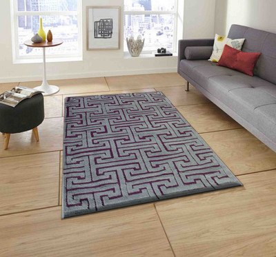PRESTO BAZAAR Purple, Grey Polyester Area Rug(3 ft,  X 5 ft, Rectangle)