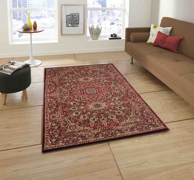 PRESTO BAZAAR Red PP (Polypropylene) Area Rug(3 ft,  X 5 ft, Rectangle)