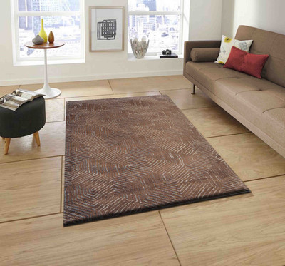 PRESTO BAZAAR Brown, Beige Polyester Area Rug(3 ft,  X 5 ft, Rectangle)