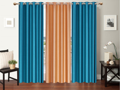 

Furnishing Zone 213 cm (7 ft) Polyester Door Curtain (Pack Of 3)(Plain, Blue, Beige), Beige;blue