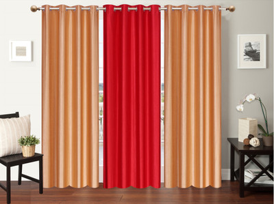 

Furnishing Zone 213 cm (7 ft) Polyester Door Curtain (Pack Of 3)(Plain, Beige, Peach)