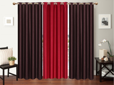 

Furnishing Zone 152 cm (5 ft) Polyester Window Curtain (Pack Of 3)(Plain, Brown, Maroon)