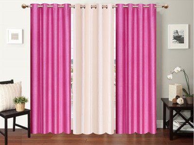 

Furnishing Zone 152 cm (5 ft) Polyester Window Curtain (Pack Of 3)(Plain, Pink, White)