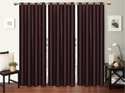 

Furnishing Zone 213 cm (7 ft) Polyester Door Curtain (Pack Of 3)(Plain, Brown)