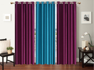 

Furnishing Zone 213 cm (7 ft) Polyester Door Curtain (Pack Of 3)(Plain, Purple, White)