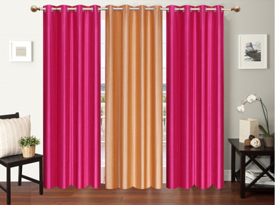 

Furnishing Zone 274 cm (9 ft) Polyester Long Door Curtain (Pack Of 3)(Plain, Pink, Beige), Beige;pink