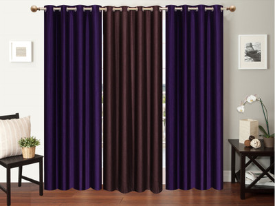 

Furnishing Zone 213 cm (7 ft) Polyester Door Curtain (Pack Of 3)(Plain, Purple, Brown), Brown;purple