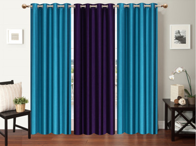 

Furnishing Zone 213 cm (7 ft) Polyester Door Curtain (Pack Of 3)(Plain, Blue, Purple)